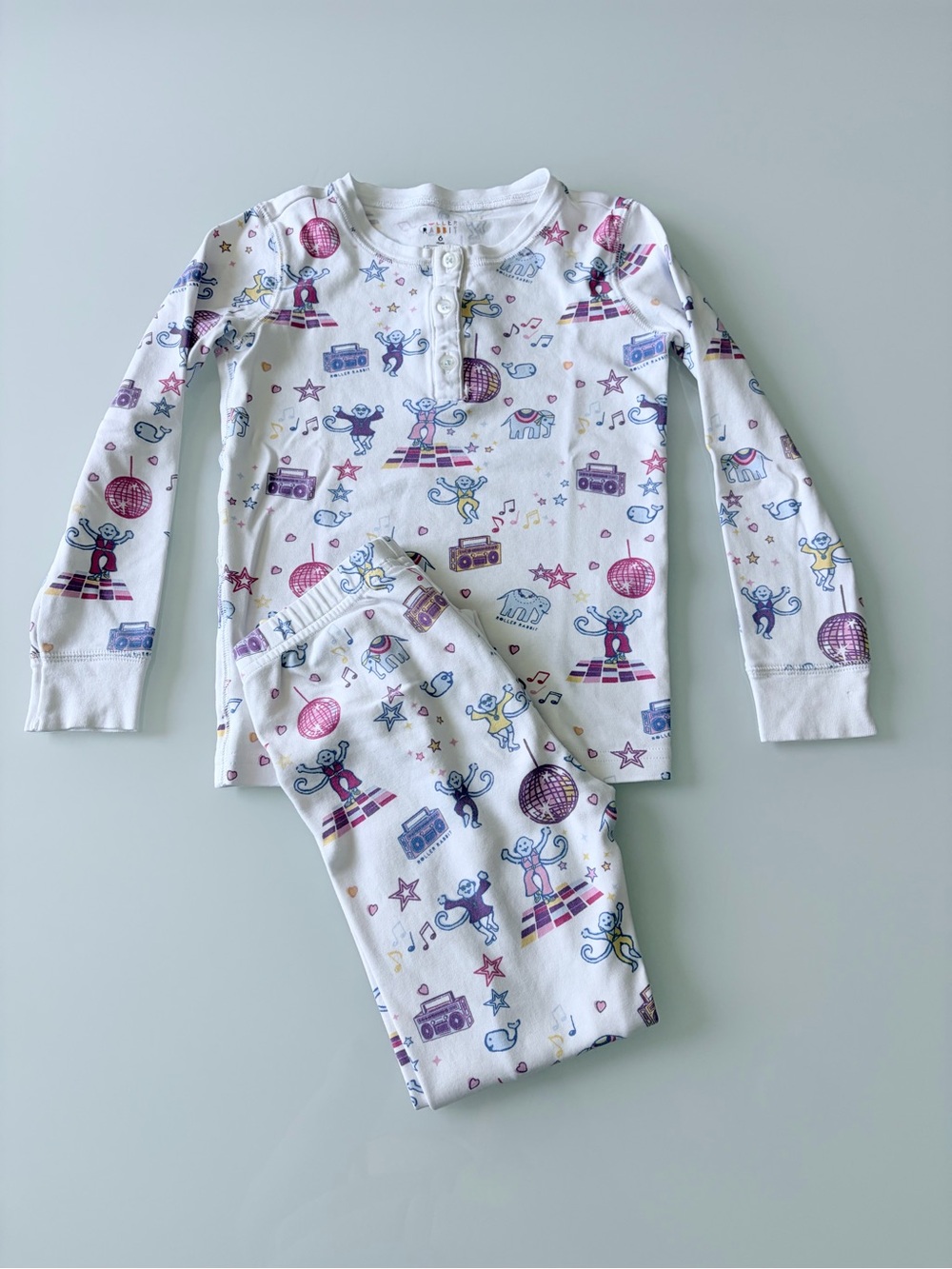 Roller Rabbit Boogie Monkeyland White Kids Pajama Set Sz 6
